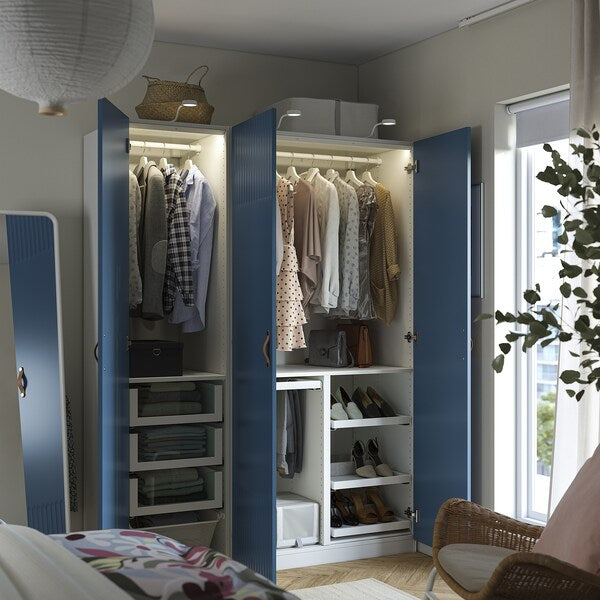 PAX / FYRUDDEN - Wardrobe combination, white/blue,150x60x201 cm