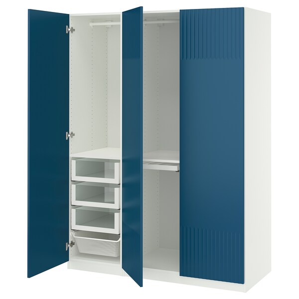 PAX / FYRUDDEN - Wardrobe combination, white/blue,150x60x201 cm
