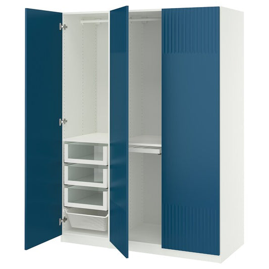 PAX / FYRUDDEN - Wardrobe combination, white/blue,150x60x201 cm