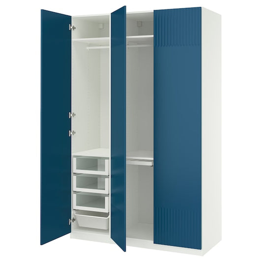 PAX / FYRUDDEN - Wardrobe combination, white/blue,150x60x236 cm