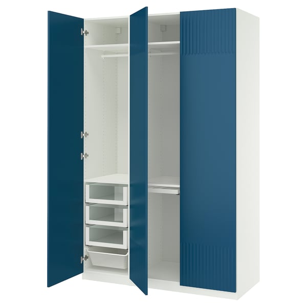 PAX / FYRUDDEN wardrobe combination, white/blue, 150x60x236 cm