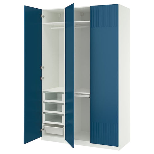PAX / FYRUDDEN - Wardrobe combination, white/blue,150x60x236 cm