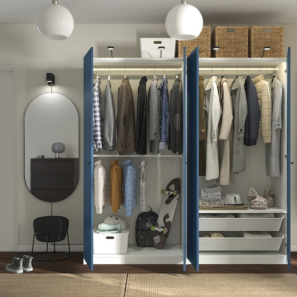 PAX / FYRUDDEN - Wardrobe combination, white/blue,200x60x201 cm
