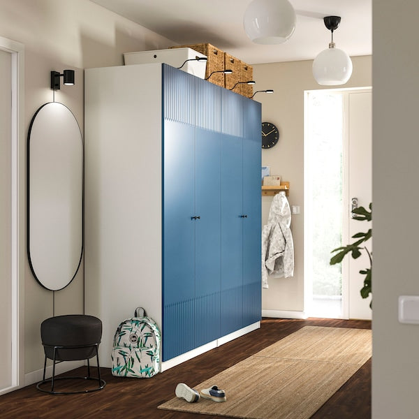 PAX / FYRUDDEN wardrobe combination, white/blue, 200x60x201 cm