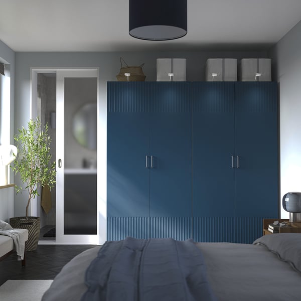 PAX / FYRUDDEN wardrobe combination, white/blue, 200x60x201 cm