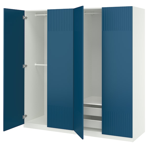 PAX / FYRUDDEN wardrobe combination, white/blue, 200x60x201 cm