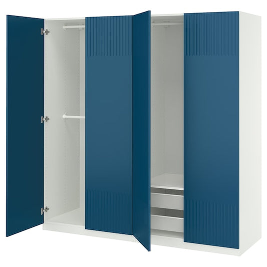 PAX / FYRUDDEN - Wardrobe combination, white/blue,200x60x201 cm