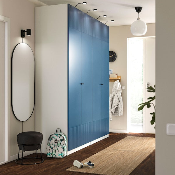 PAX / FYRUDDEN - Wardrobe combination, white/blue,200x60x236 cm