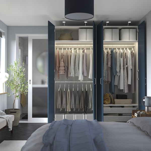 PAX / FYRUDDEN - Wardrobe combination, white/blue,200x60x236 cm