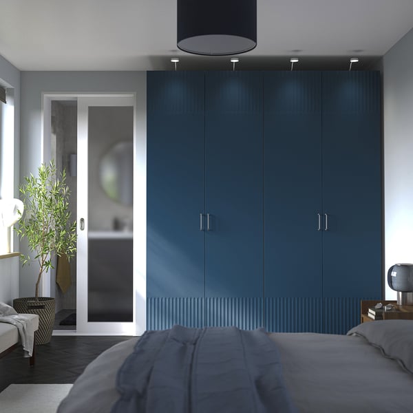 PAX / FYRUDDEN - Wardrobe combination, white/blue,200x60x236 cm