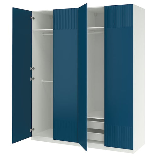 PAX / FYRUDDEN - Wardrobe combination, white/blue,200x60x236 cm