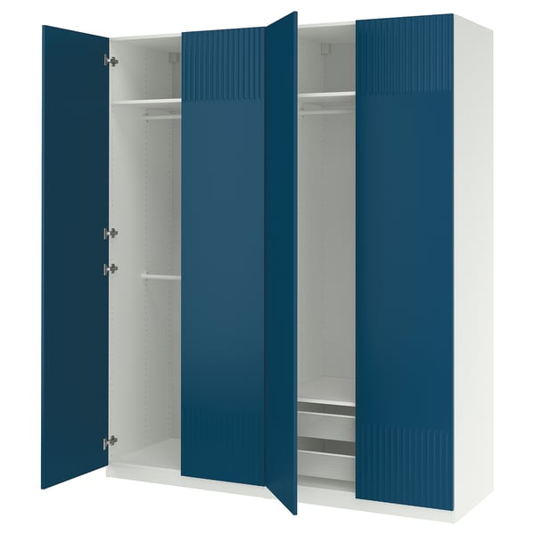 PAX / FYRUDDEN - Wardrobe combination, white/blue,200x60x236 cm