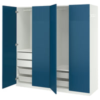 PAX / FYRUDDEN wardrobe combination, white/blue, 200x60x201 cm