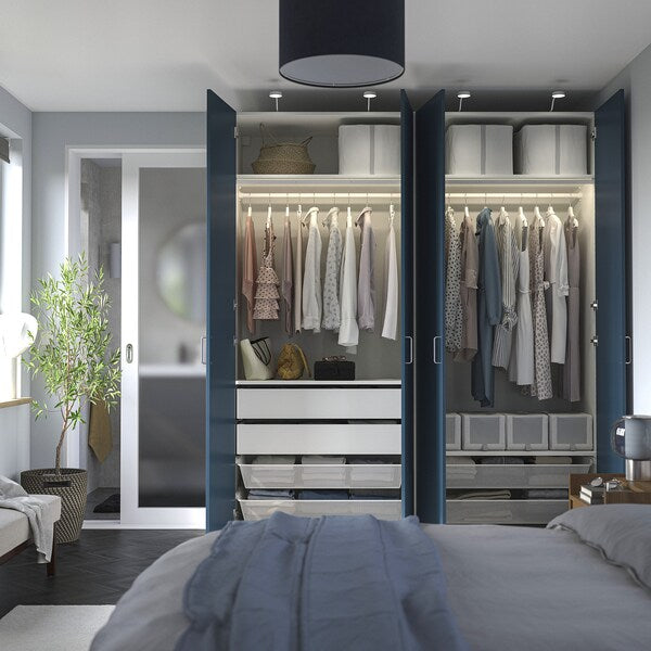 PAX / FYRUDDEN - Wardrobe combination, white/blue,200x60x236 cm
