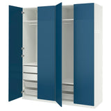 PAX / FYRUDDEN wardrobe combination, white/blue, 200x60x236 cm