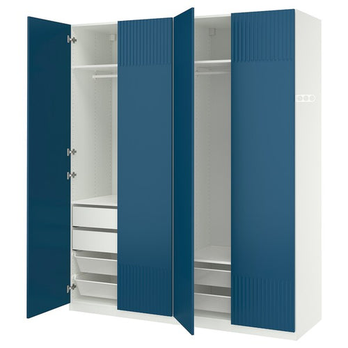 PAX / FYRUDDEN - Wardrobe combination, white/blue,200x60x236 cm