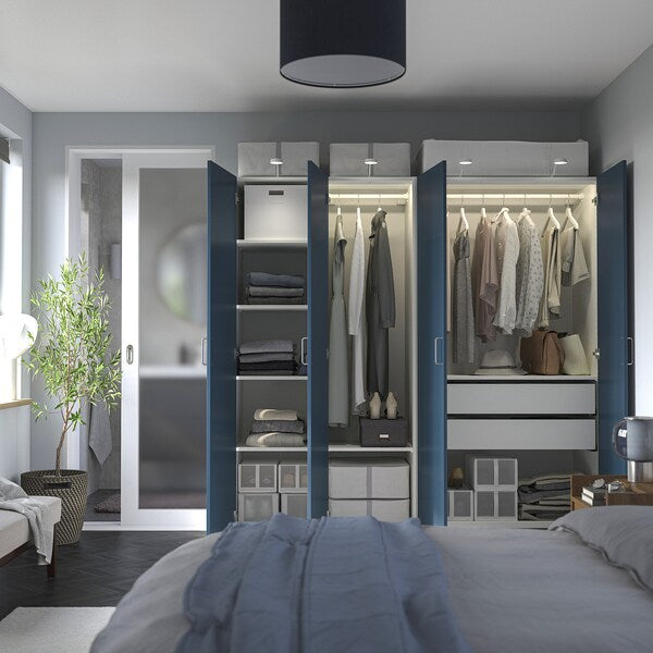 PAX / FYRUDDEN - Wardrobe combination, white/blue,200x60x201 cm