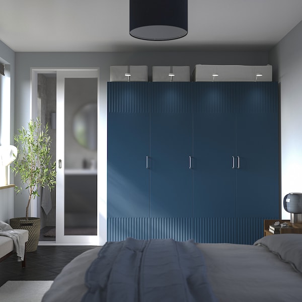 PAX / FYRUDDEN wardrobe combination, white/blue, 200x60x201 cm