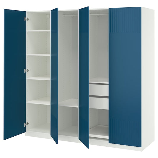 PAX / FYRUDDEN - Wardrobe combination, white/blue,200x60x201 cm