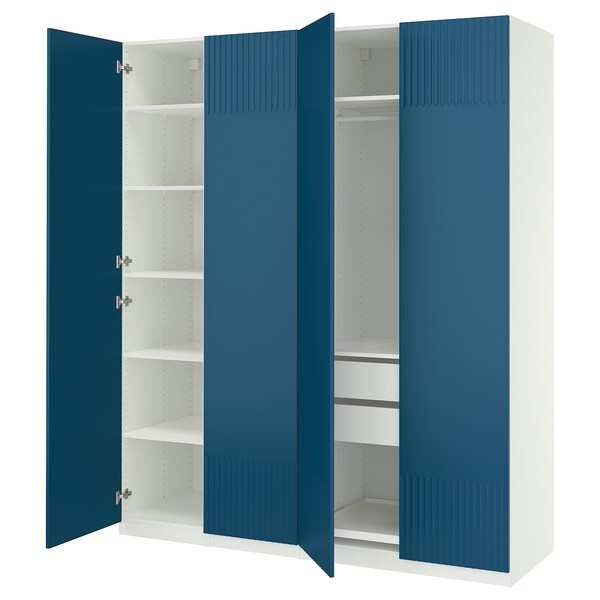 PAX / FYRUDDEN - Wardrobe combination, white/blue,200x60x236 cm