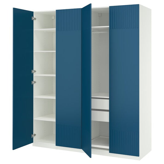 PAX / FYRUDDEN - Wardrobe combination, white/blue,200x60x236 cm