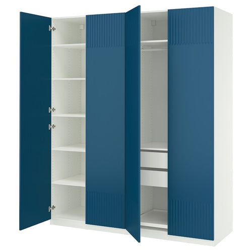 PAX / FYRUDDEN - Wardrobe combination, white/blue,200x60x236 cm