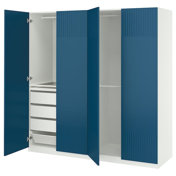 PAX / FYRUDDEN - Wardrobe combination, white/blue,200x60x201 cm