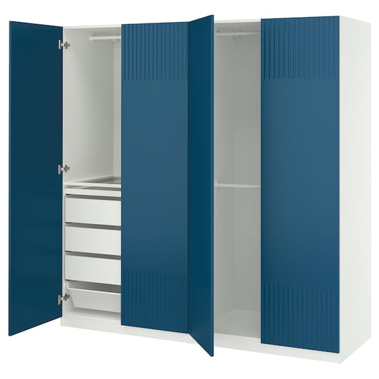 PAX / FYRUDDEN - Wardrobe combination, white/blue,200x60x201 cm