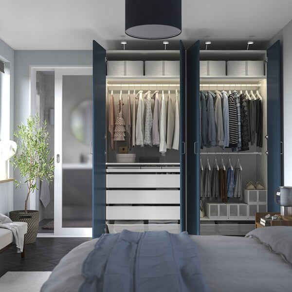 PAX / FYRUDDEN wardrobe combination, white/blue, 200x60x236 cm