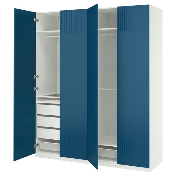 PAX / FYRUDDEN - Wardrobe combination, white/blue,200x60x236 cm