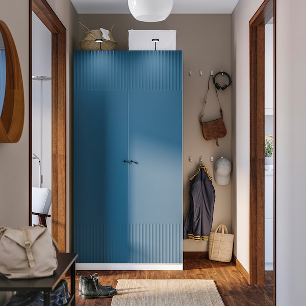PAX / FYRUDDEN - Wardrobe combination, white/blue,100x60x201 cm