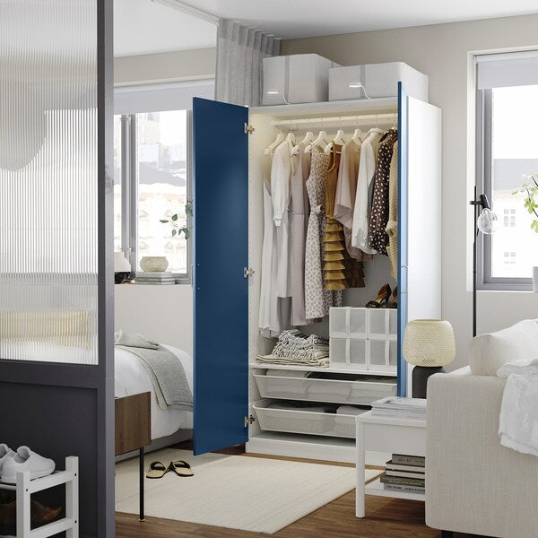PAX / FYRUDDEN - Wardrobe combination, white/blue,100x60x201 cm