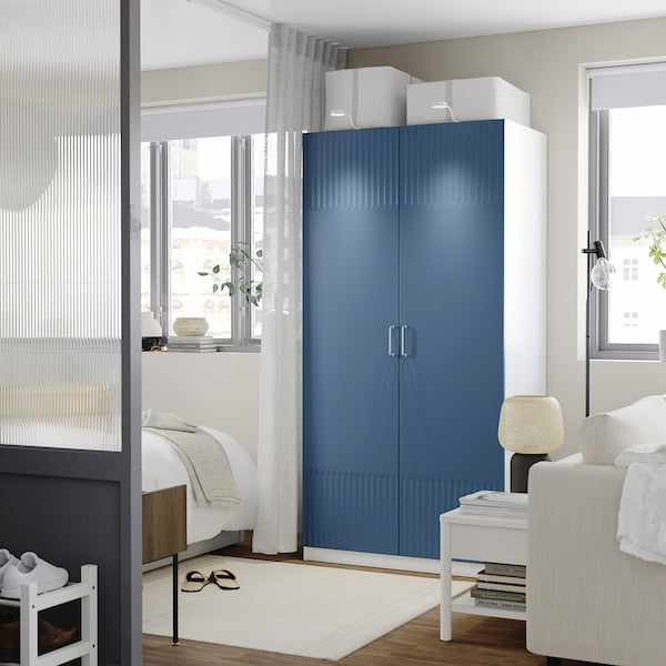 PAX / FYRUDDEN - Wardrobe combination, white/blue,100x60x201 cm