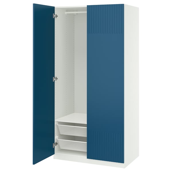 PAX / FYRUDDEN - Wardrobe combination, white/blue,100x60x201 cm