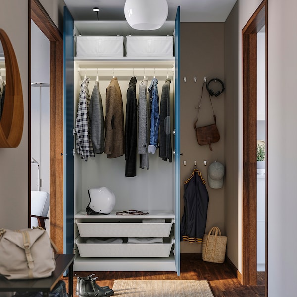 PAX / FYRUDDEN - Wardrobe combination, white/blue,100x60x236 cm