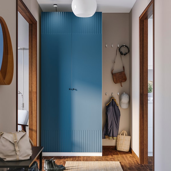 PAX / FYRUDDEN - Wardrobe combination, white/blue,100x60x236 cm