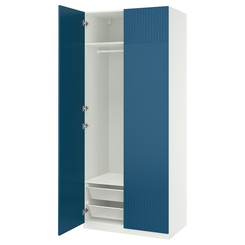 PAX / FYRUDDEN - Wardrobe combination, white/blue,100x60x236 cm