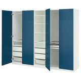 PAX / FYRUDDEN wardrobe combination, white/blue, 250x60x201 cm