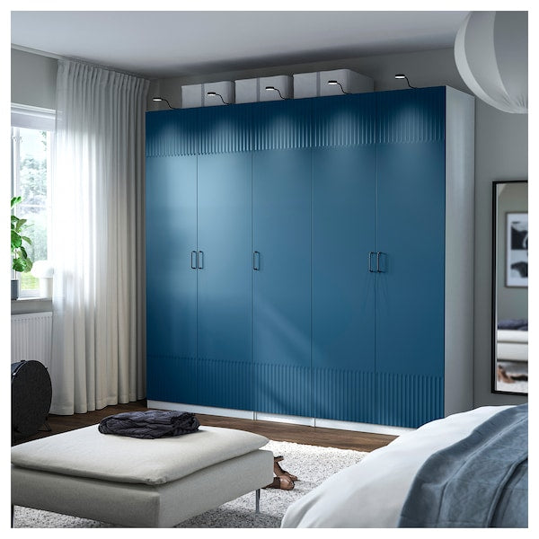 PAX / FYRUDDEN - Wardrobe combination, white/blue,250x60x236 cm