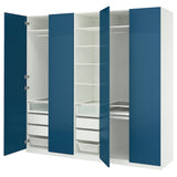 PAX / FYRUDDEN wardrobe combination, white/blue, 250x60x236 cm
