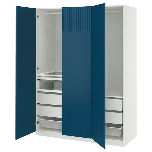 PAX / FYRUDDEN - Wardrobe combination, white/blue,150x60x201 cm
