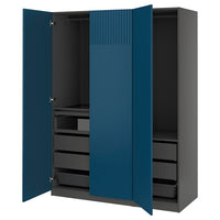 PAX / FYRUDDEN wardrobe combination, dark grey/blue, 150x60x201 cm