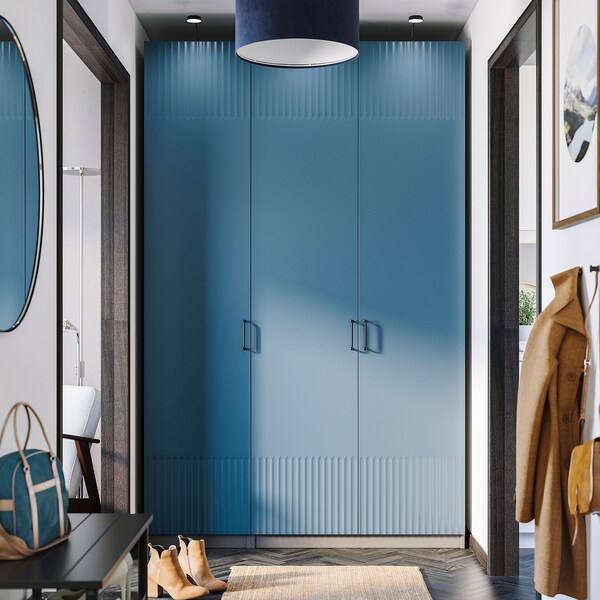 PAX / FYRUDDEN wardrobe combination, dark grey/blue, 150x60x236 cm