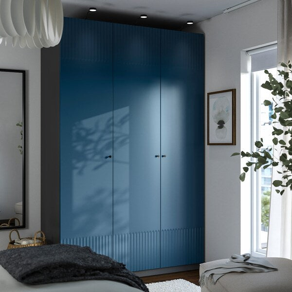 PAX / FYRUDDEN - Wardrobe combination, dark gray/blue,150x60x236 cm