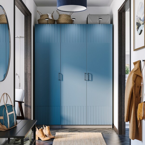 PAX / FYRUDDEN - Wardrobe combination, dark gray/blue,150x60x201 cm