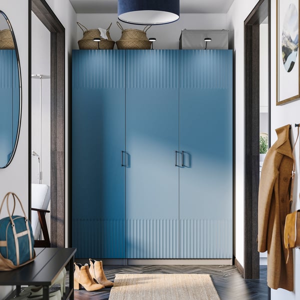 PAX / FYRUDDEN - Wardrobe combination, dark gray/blue,150x60x201 cm