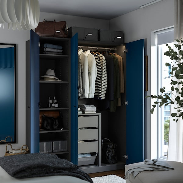 PAX / FYRUDDEN - Wardrobe combination, dark gray/blue,150x60x201 cm