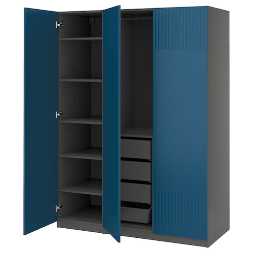 PAX / FYRUDDEN - Wardrobe combination, dark gray/blue,150x60x201 cm