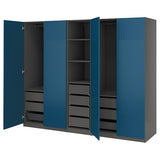 PAX / FYRUDDEN wardrobe combination, dark grey/blue, 250x60x201 cm
