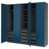 PAX / FYRUDDEN wardrobe combination, dark grey/blue, 250x60x236 cm
